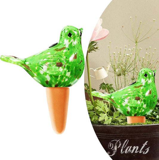 Glass Bird Shaped Plant Watering Ball Glass Automatic Watering Ball Flower Pot Insertion Spike Drip Irrigation Device Watering Ball Irrigation System Plant Enthusiast Gift (Green)