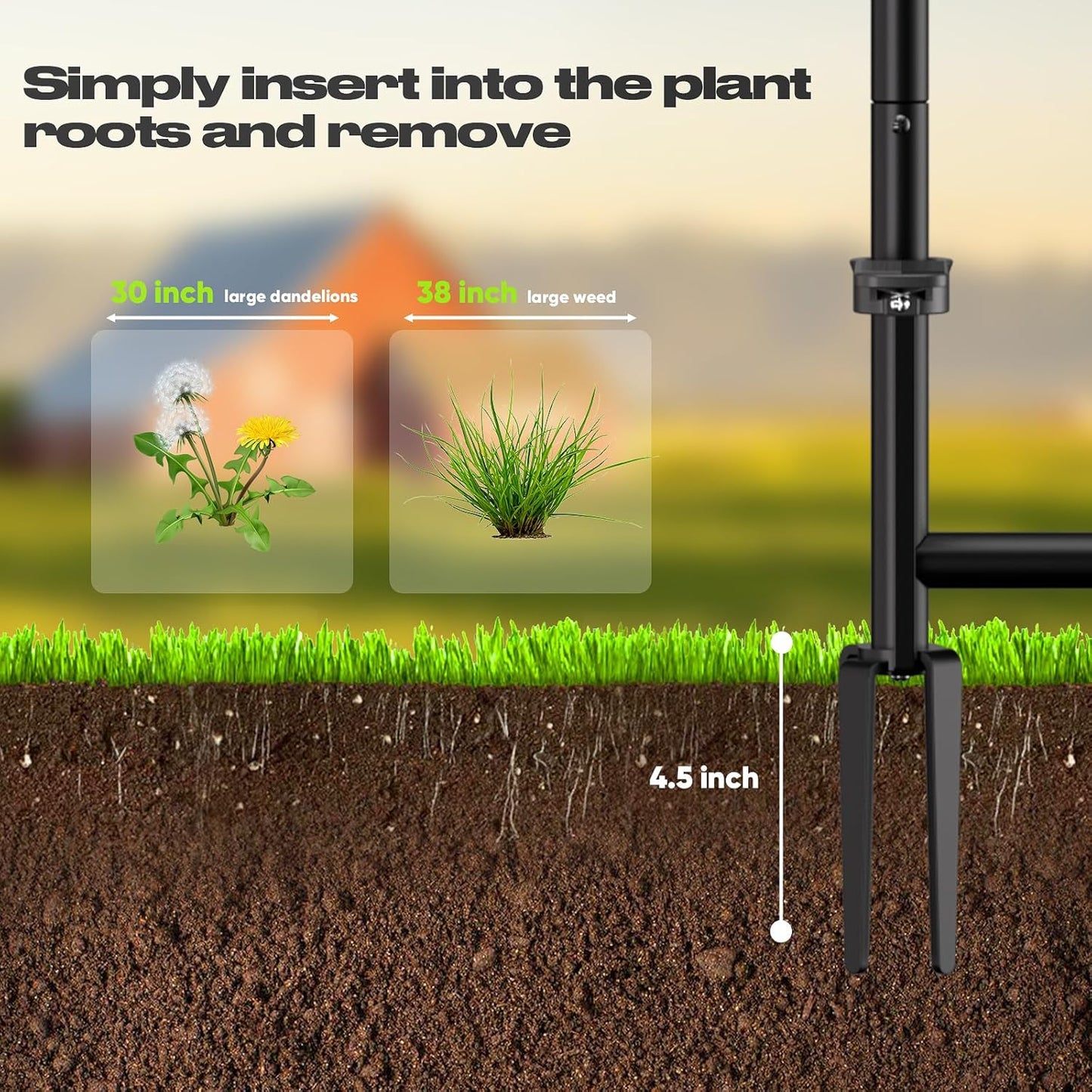 FLORA GUARD Weed Pulling Tool Stand-Up Weeder Tool with Long Handle Lawn, Yard, Garden, Dandelion Picker, Weed Remover (red)