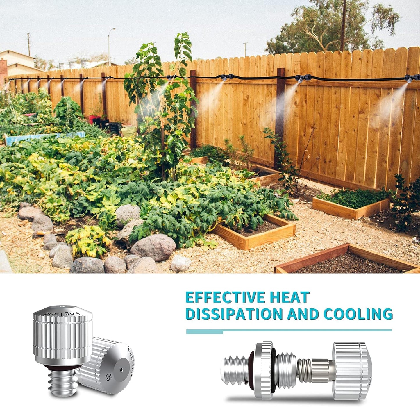 Fogland Misting Nozzles for Cooling System:35pcs Clogging-Prevent Cleanable Stainless Steel Mist Nozzles 0.024" Orifice 10/24 UNC for Patio Garden Trampoline