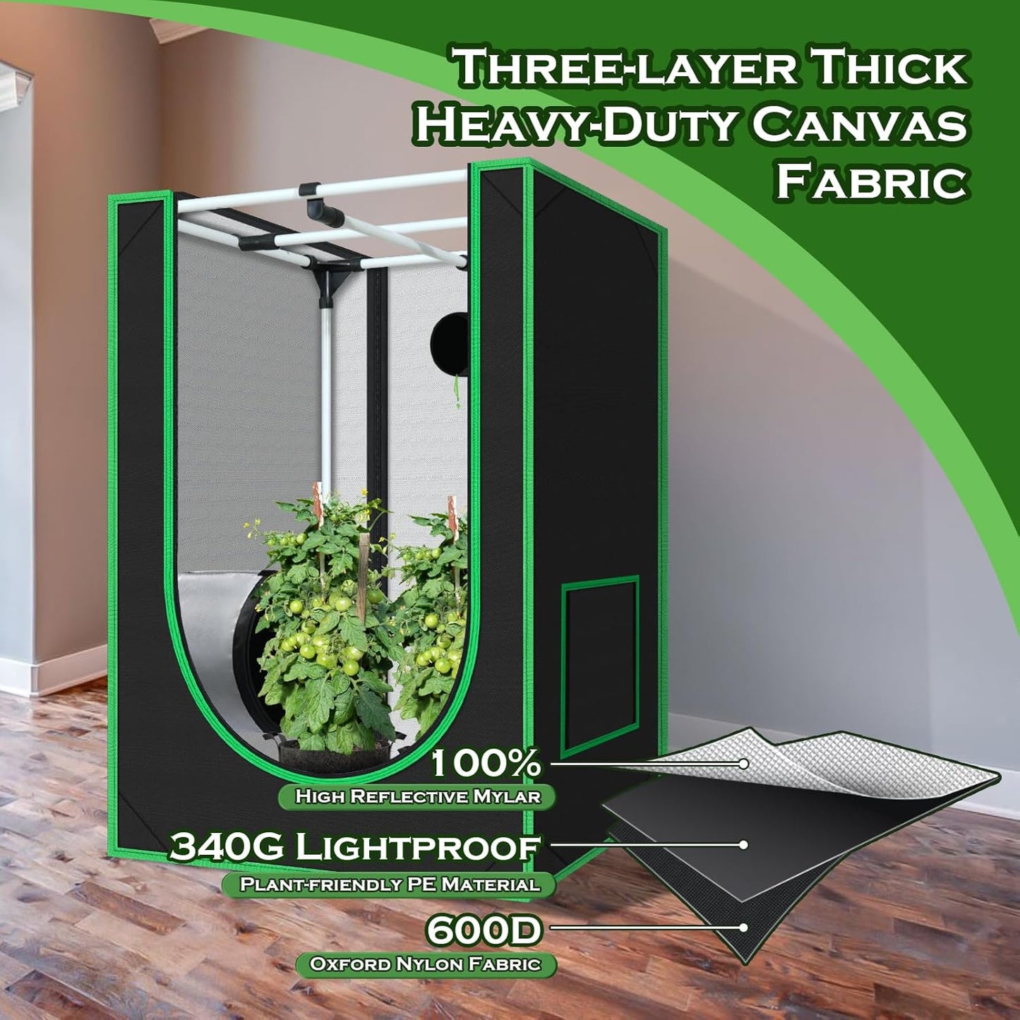 2x2 Grow Tent, 24"x24"x36" 600D Mylar Hydroponic Growing Tents for Plants Inside Reflective Grow Tent Growing Room Hydroponic System