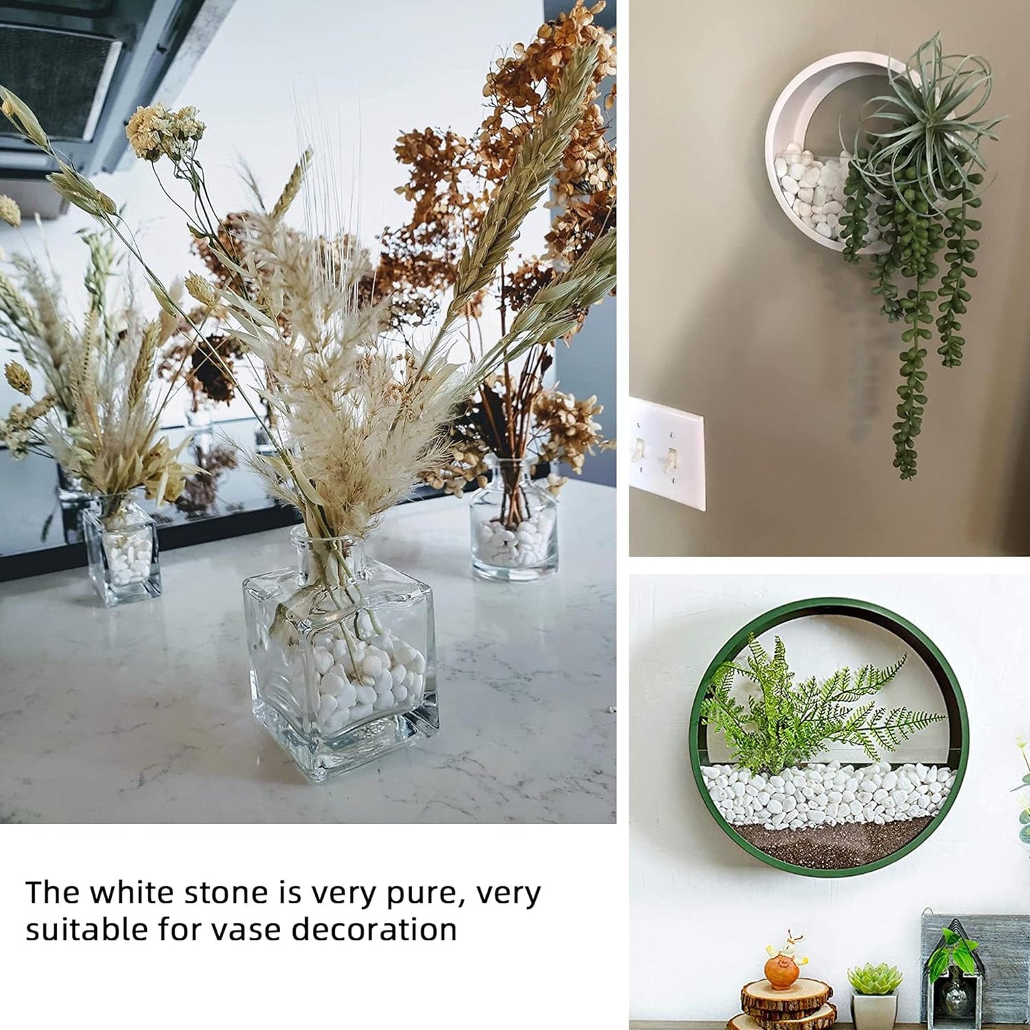 CJGQ White Pebbles for Plants Garden Vases 7 lb White Rocks Gravel Decorative Stone 1/2"