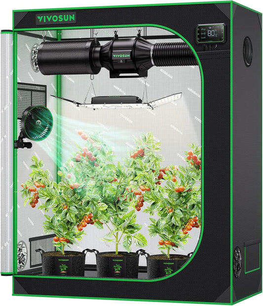 VIVOSUN S425 4x2 Grow Tent, 48"x24"x60" High Reflective Mylar with Observation Window and Floor Tray for Hydroponics Indoor Plant for VS2000