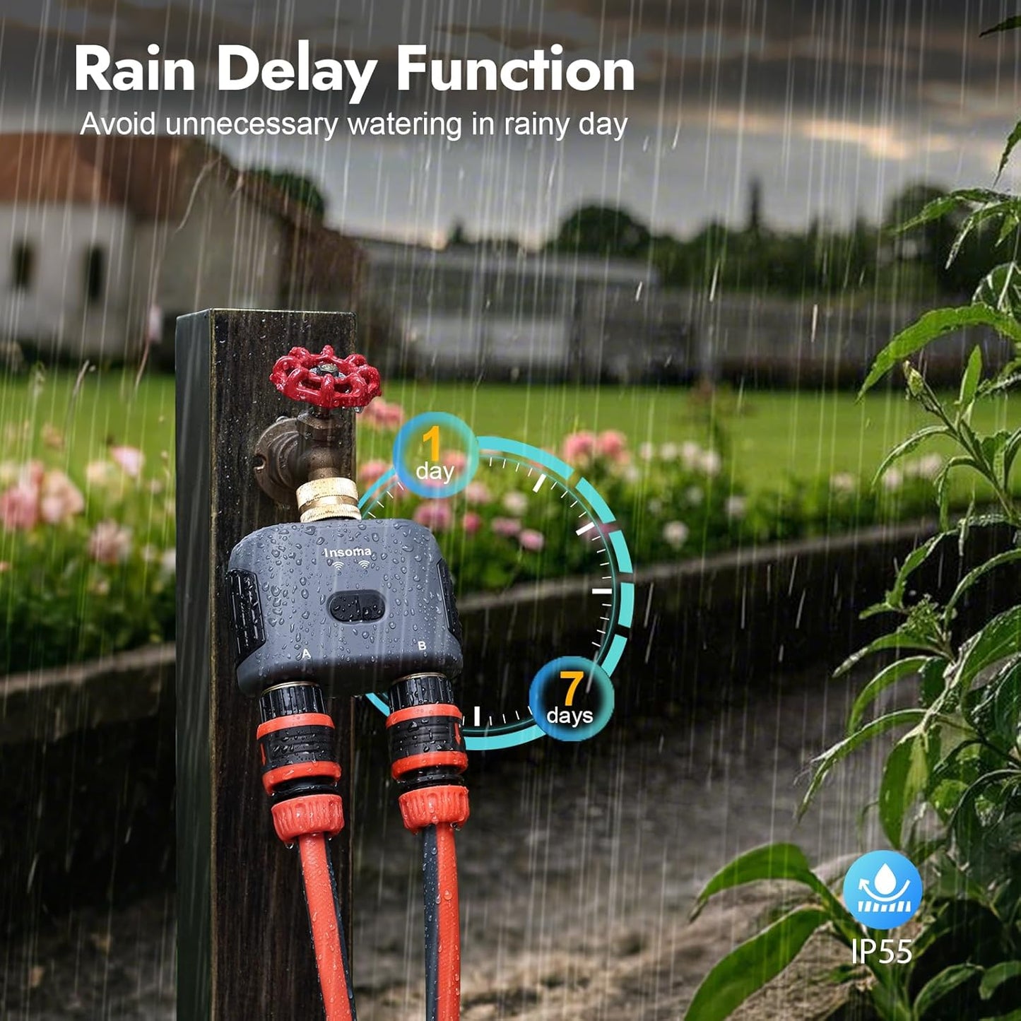 WiFi Water Timer for Garden Hose with Brass Inlet,Smart Hose Timer with WiFi Hub, APP & Voice Control,Up to 20 Watering Plans, 2-Zone Sprinkler Drip Irrigation System Controller for Yard Lawn Watering