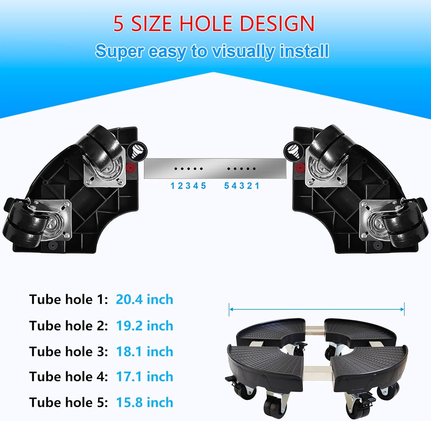 CASIMR Plant Stand with Wheels, Heavy Duty Plant Caddy with 8 Twin Casters, 2 Pack Adjustable 15-20 Inch Indoor Outdoor Large Rolling Plant Stand Planter Cart Dolly for Flowerpot, 600lbs Capacity