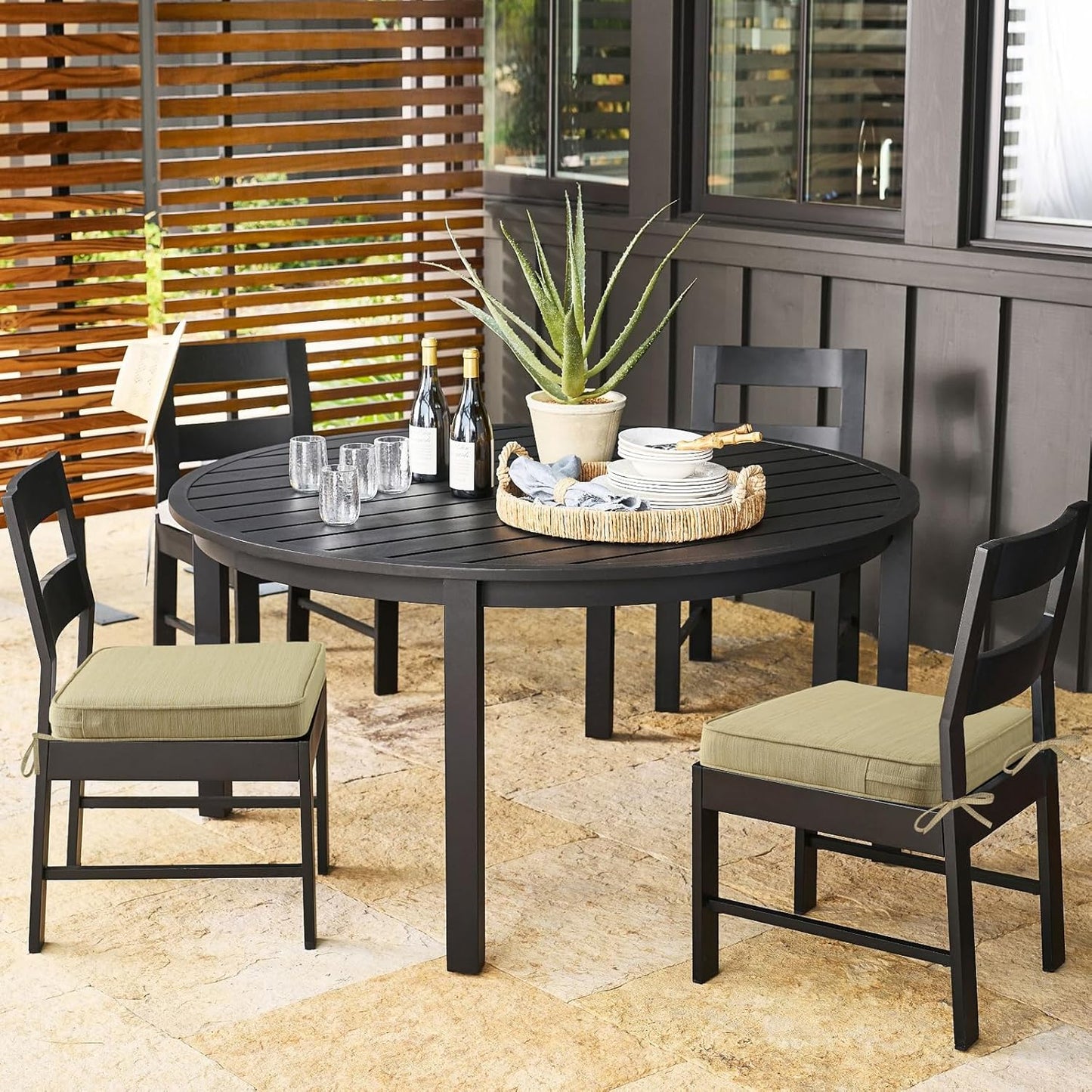 Outdoor Square Corner Seat Cushion, 18.5"x16"x3", Set of 4, Non Slip Seat Cushion Pads with Removable Cover for Patio Furniture, Garden Yard Lawn, Warm Taupe