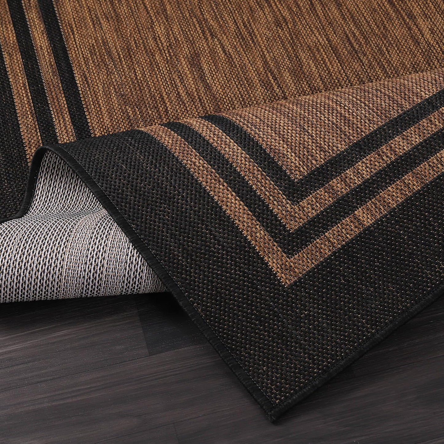 Bordered Outdoor Rug 6x9 Washable Outside Carpet for Indoor Patio Porch Waterproof Easy Cleaning Non Shedding Area Rugs Nut Brown 6 x 9