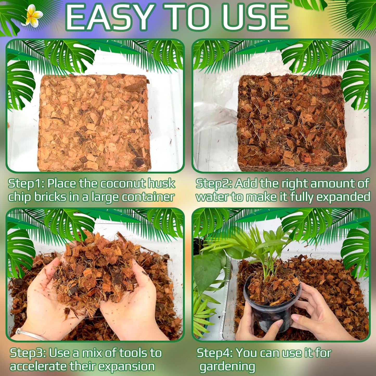 Halatool 10LB Compressed Coconut Coir Chips, 100% Natural Organic Coco Husk Chips Coco Chips Substrate for Plants Flowers, Garden