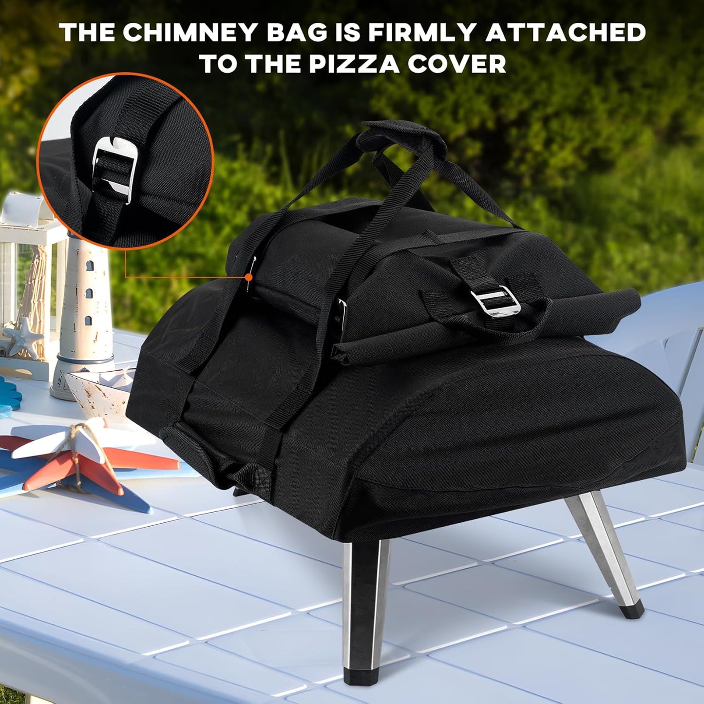 Onlyfire Pizza Oven Protective Carry Cover for Ooni Fyra 12, Heavy Duty Waterproof Weather Resistant Dust-Proof, Black