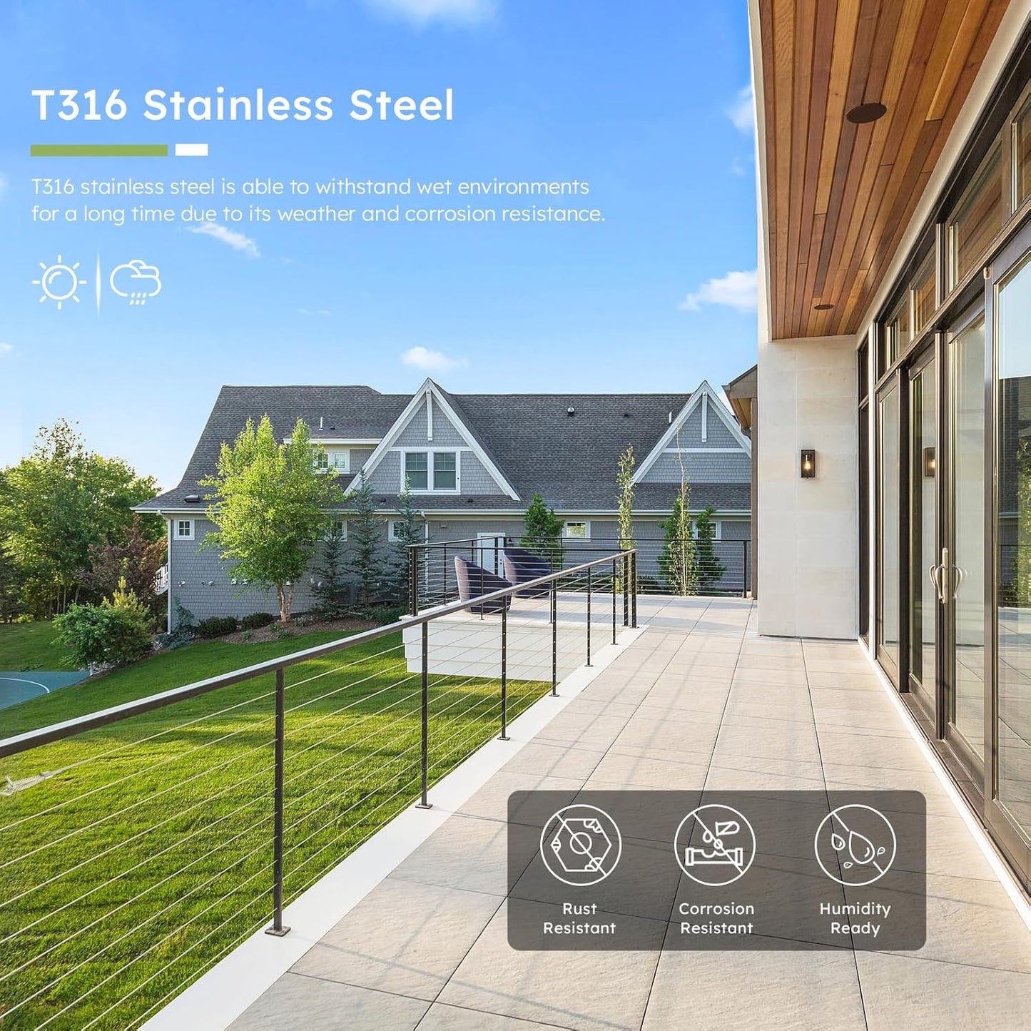 KALLDSY 400FT 1/8" T316 Stainless Steel Cable, Wire Rope Aircraft Cable for Deck Cable Fence Railing Kit, and DIY Balustrades, 7x7 Strands Construction, Comes with a Cutter