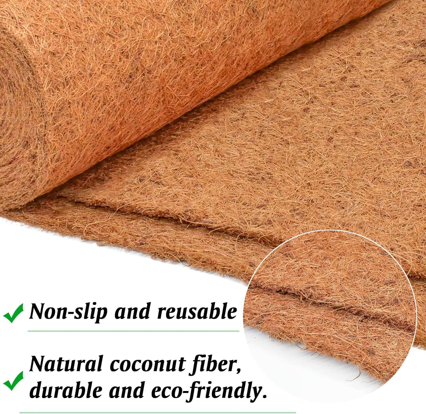 ZeeDix 2 Pack Thickened No Slip Ice and Snow Carpet-16 x 118 inch Natural Coconut Fiber Mat Walking Safety, Winter Coco Liner Roll Outdoor Carpet Runner for Front Door Hallway Stairs Garden