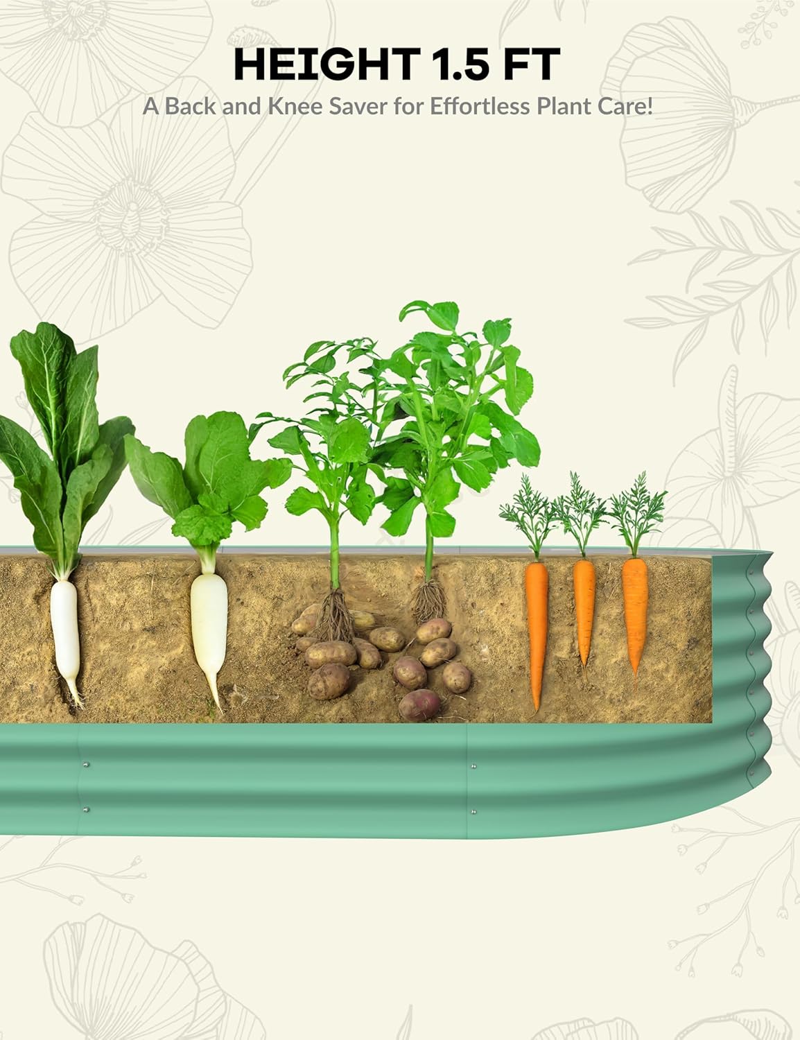 2 Pcs Raised Garden Beds Outdoor 10x4x1.5 ft - Galvanized Steel Planter Box for Vegetables, Flowers, Rust-Resistant Garden Box, Easy Assembly Raised Beds, Durable Planters for Outdoor Plants, Green