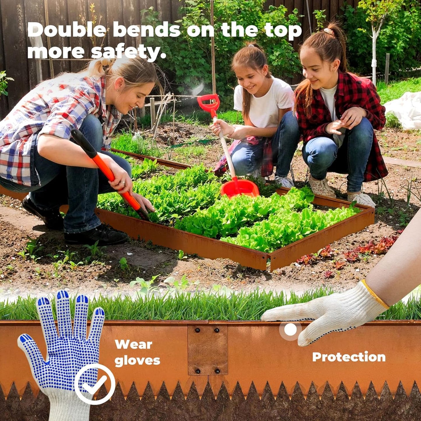 Steel Garden Metal Landscape Edging 40 inch with Top Bending Protection Pre-Rusted Steel Garden Edging 6 Inch Depth 90 Degree Bend 6 Pack for Lawn Yard (6 inch-90 Degree Bend, Rusted)