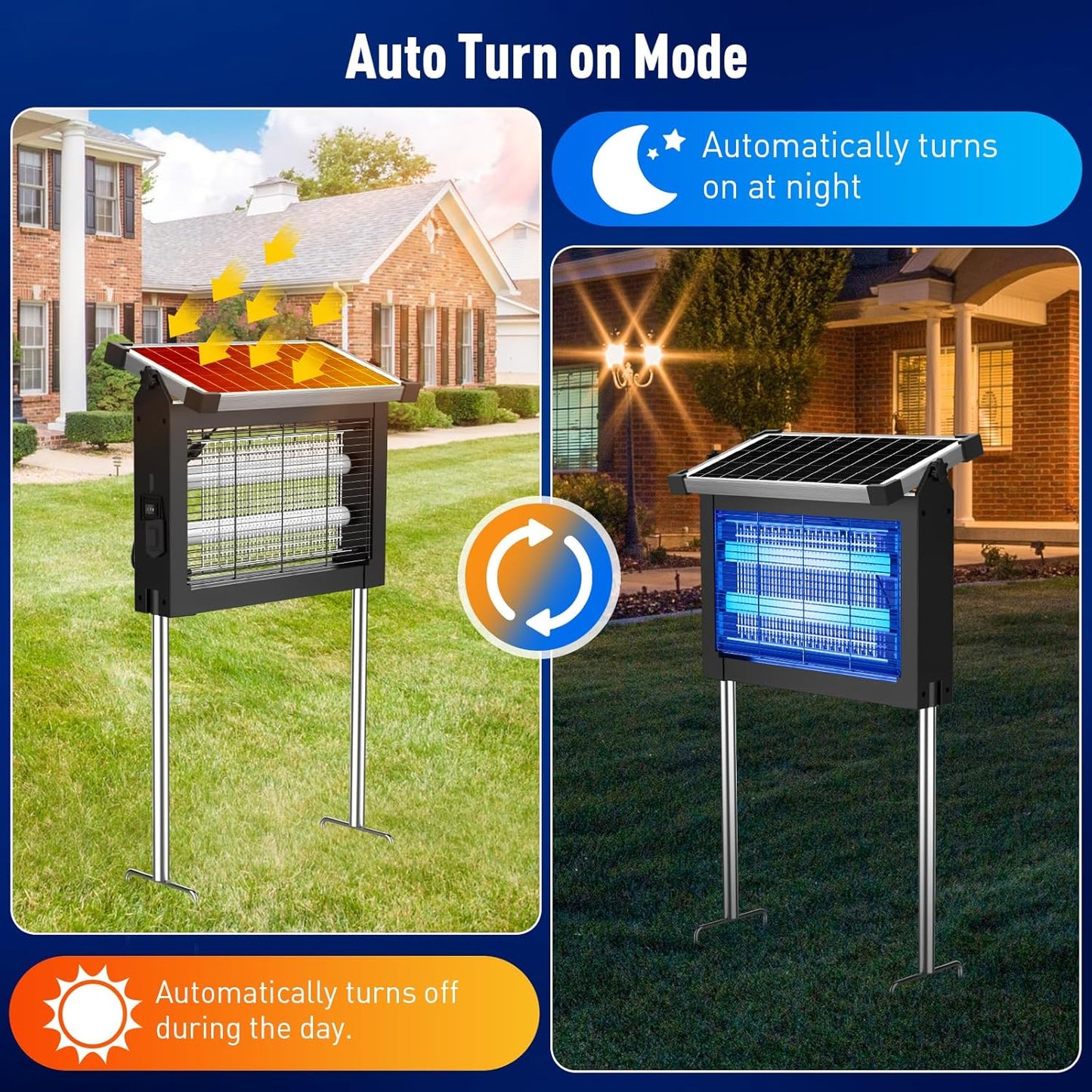 Solar Bug Zapper, 4500V IP66 Waterproof Outdoor Portable Rechargeable Electric Mosquito Killer for Camping, Patio, Garden Mosquito Zapper for Outdoor Use