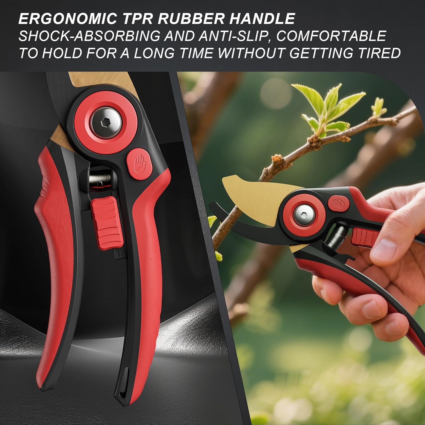 FLORA GUARD Bypass Pruning Shears 8.2" – Ultra Sharp SK5 Steel Blades with Titanium Coating, Ergonomic Rubber Handle Hand Pruners for 3/4" Branch Cutting, Garden Shears for Yard & Fruit Trees