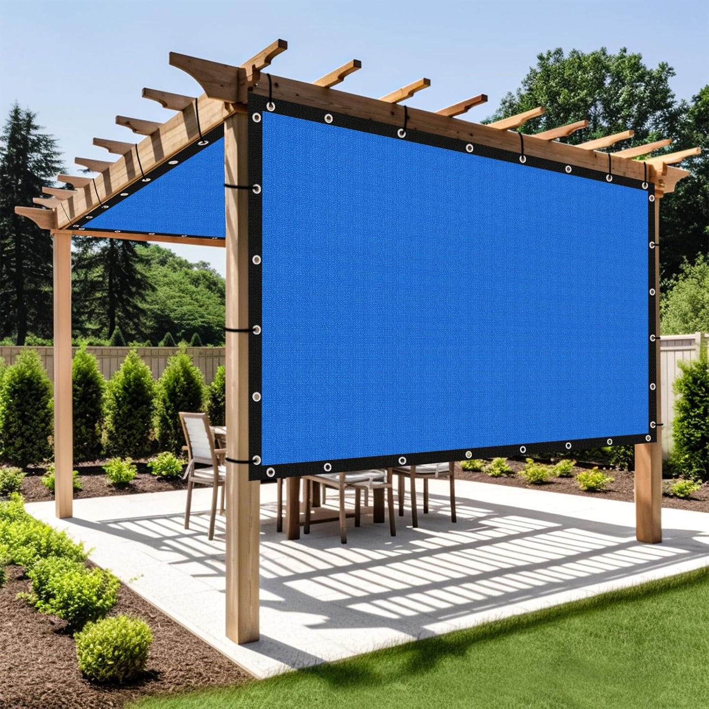 Shade&Beyond Customized Size 90% Sun Shade Cloth with Grommets, 7' X 11' Pergola Shade Cover Canopy, Mesh Tarp Sun Screens for Patio, Outdoor, Garden, Backyard GN01, Blue