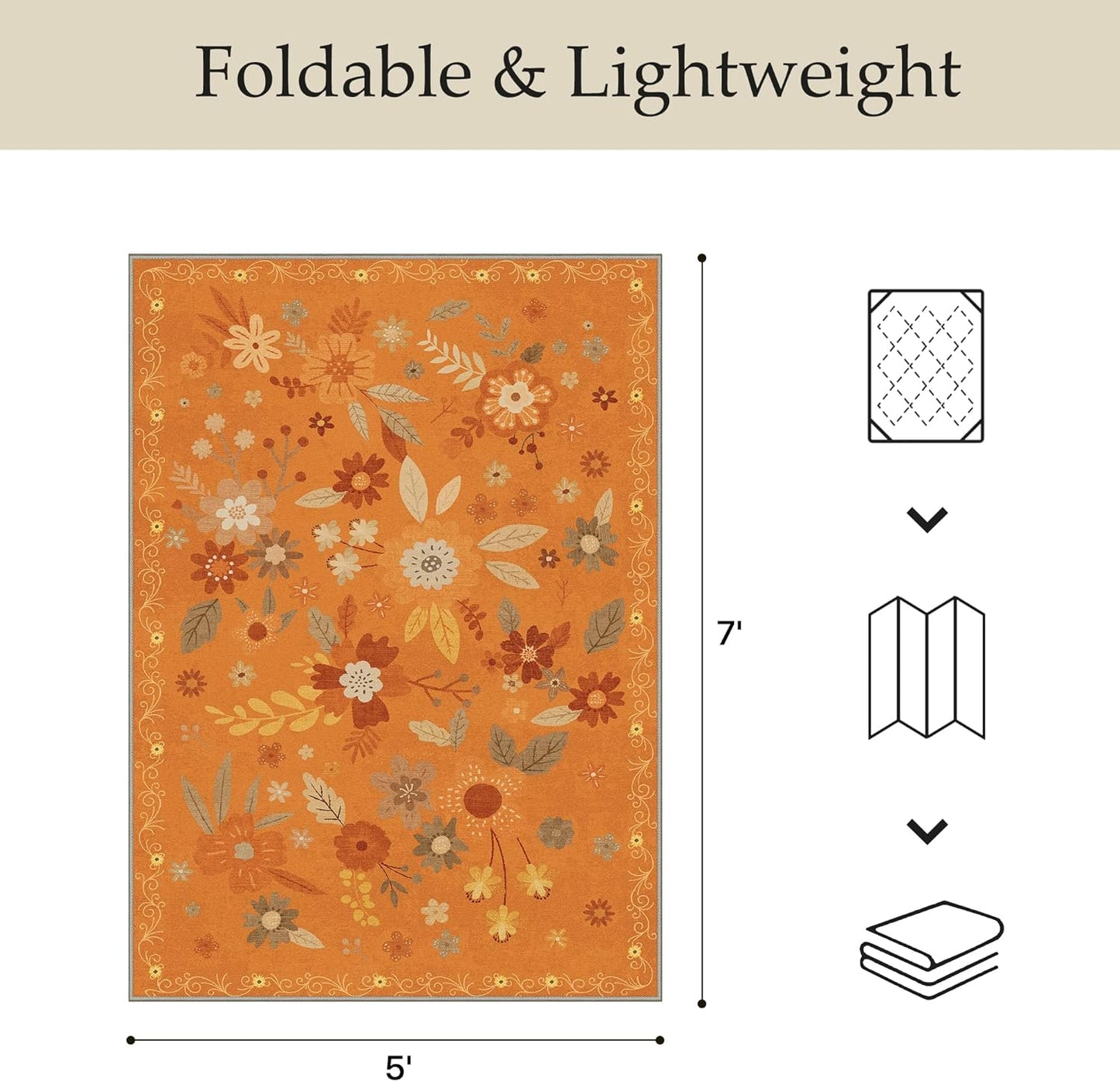 GENIMO Indoor Outdoor Area Rug 5' X 7' Waterproof, Washable Door Mat Non Shedding, Easy Cleaning Floral Outdoor Carpet for Patio, Entryway, Porch, Bathroom, Living Room, Bedroom, Backyard