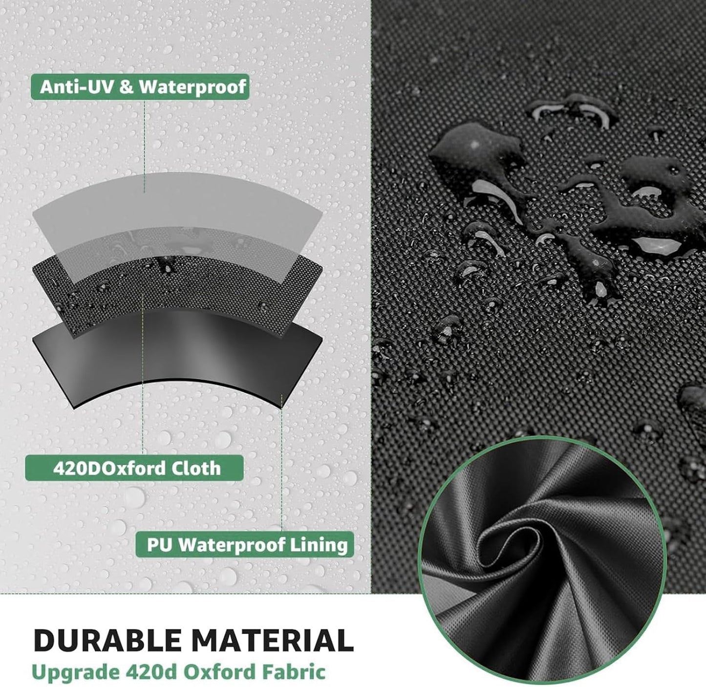 420D Waterproof Garden Cushion Storage Bag - 68" Rectangular Outdoor Patio Bag With Zipper and Handles - Extra Large 68" L x 29" H x 20" W Black