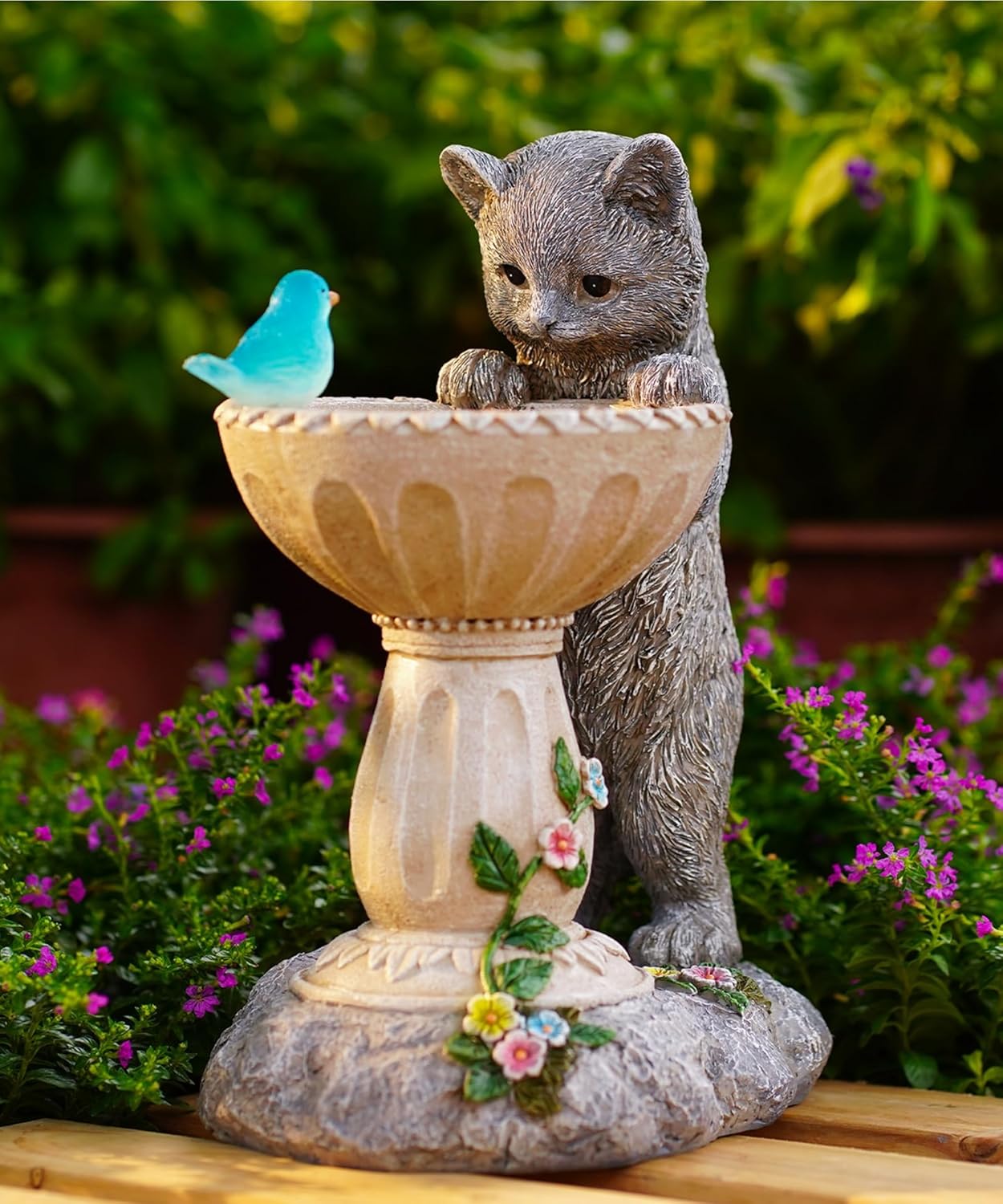 Cat Statues for Bird Bath: Outdoor Sculptures for Garden Lawn Patio Yard Balcony Porch - Unique Gifts for Mother Grandma Women