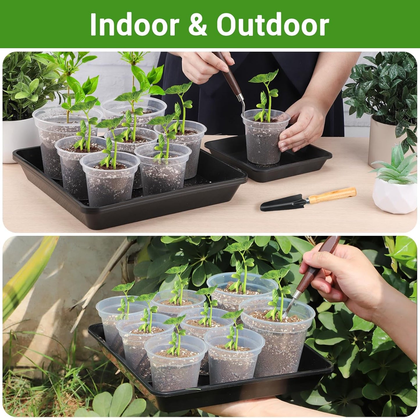 GREANER Plant Trays for Pots Square, 6 Inch Plant Drip Trays, Black Plant Plates to Catch Water Indoor Plants, Plant Tray for Indoor Outdoor Flower Pots and Planters, Bulk(6 PCS)