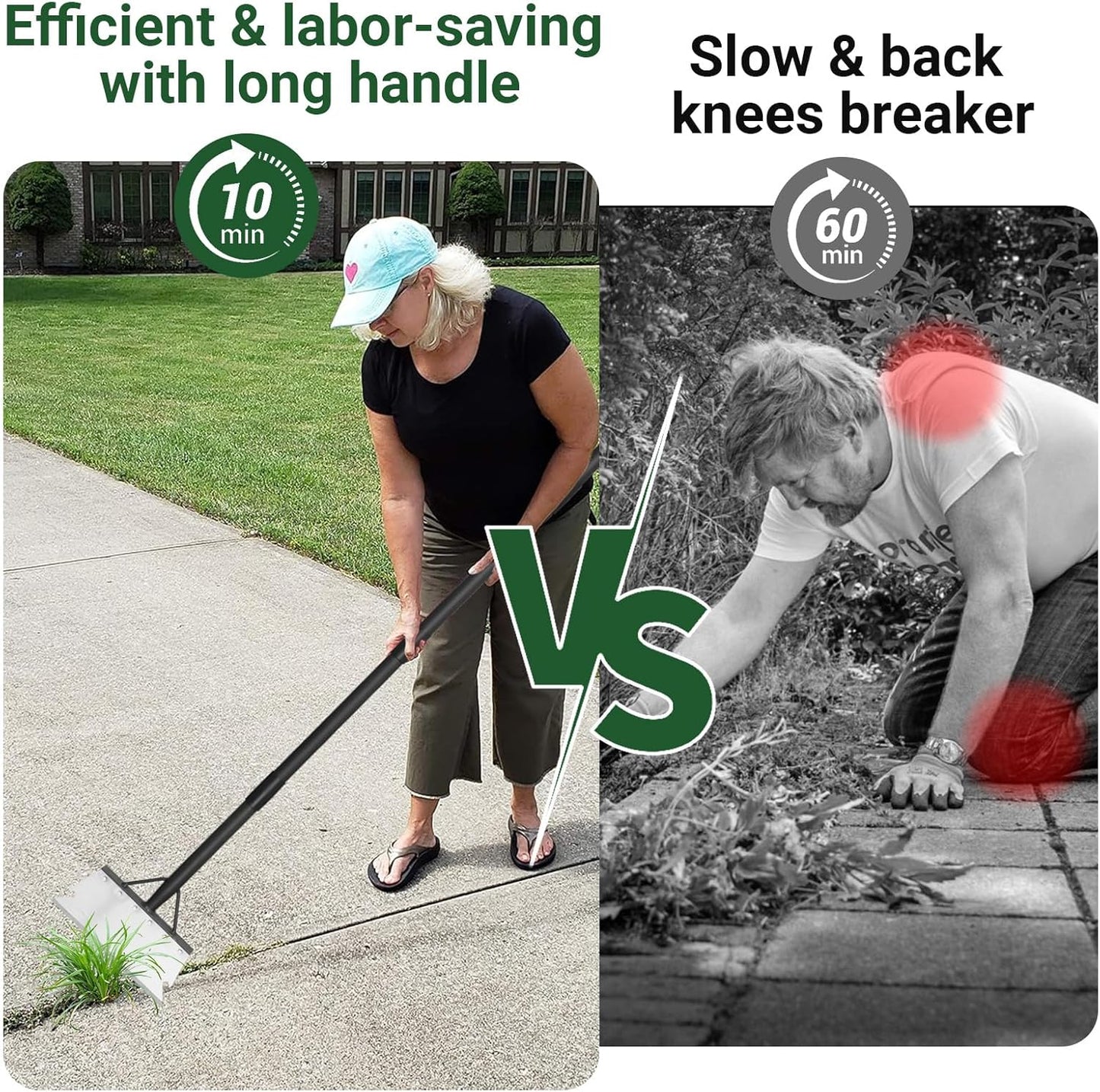 Garden Flat Shovel Scraper, Multifunctional Garden Cleaning Shovel with 59 Inch Long Handle, Heavy Duty Outdoor Floor Scraper for Weed Cleaning,Trenching,Edging and Removing Snow,Ice,Weeds,Dirty,Moss