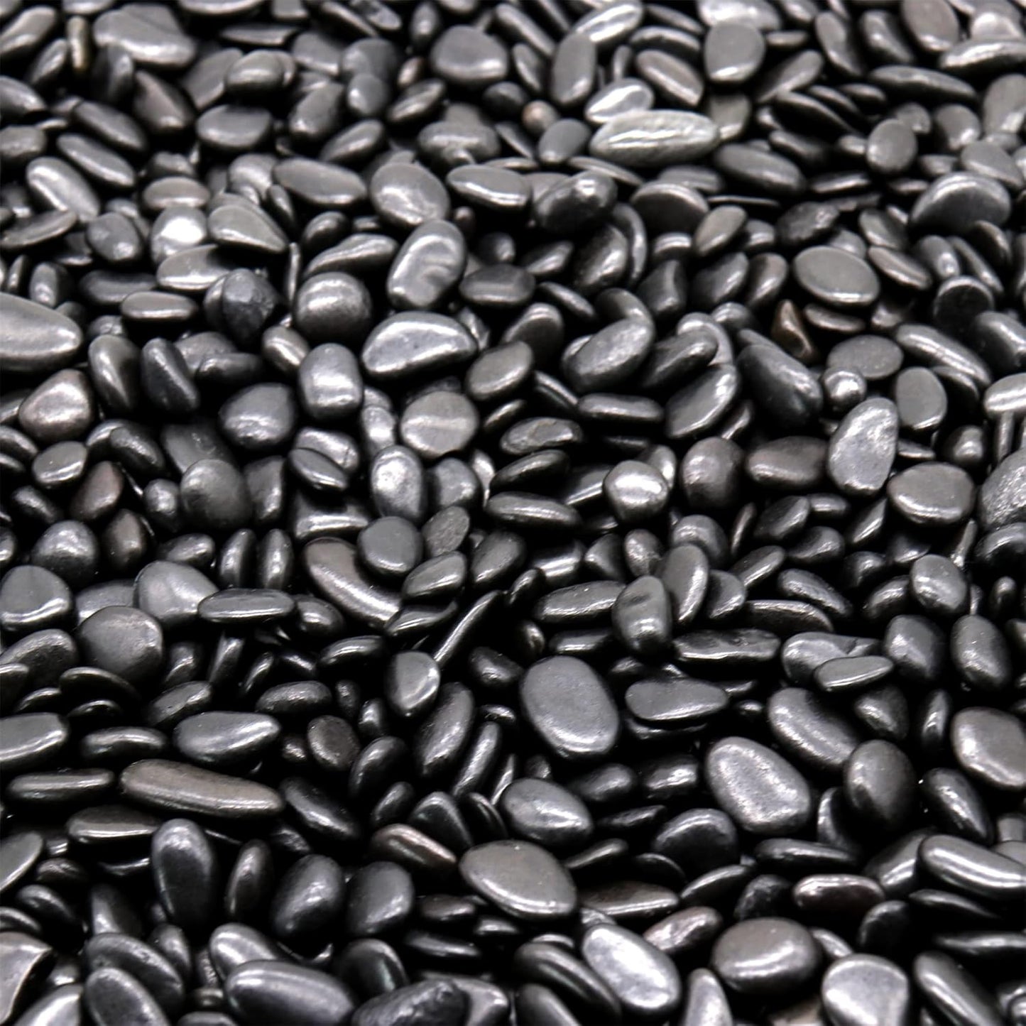 Black Rocks for Plants. Polished Decorative Pebbles. 1/5 Inch 2 lbs. for Garden, Landscaping, Vase fillers, Succulents, pots (Mini, Black, 2)