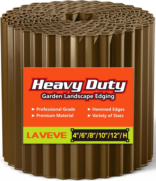 LAVEVE Corrugated Metal Garden Edging 10" x 20Ft, Landscape Edging Border for Lawn, Flower Bed, Garden Fence, Paver Edging (Bronze)