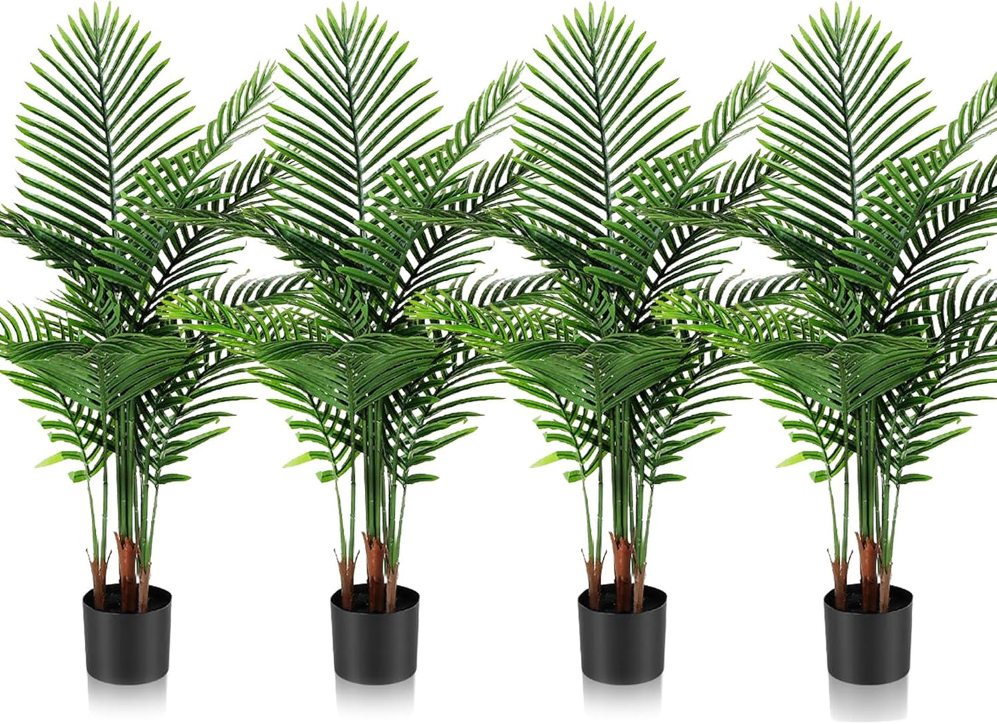 Jexine 4 Pack Artificial Palm Trees 3Ft, Fake Plants Fake Trees Artificial Areca Palm Plants for Outdoor Indoor Faux Tree in Pot for Pool Home Decor Office Housewarming Gift Modern Decoration