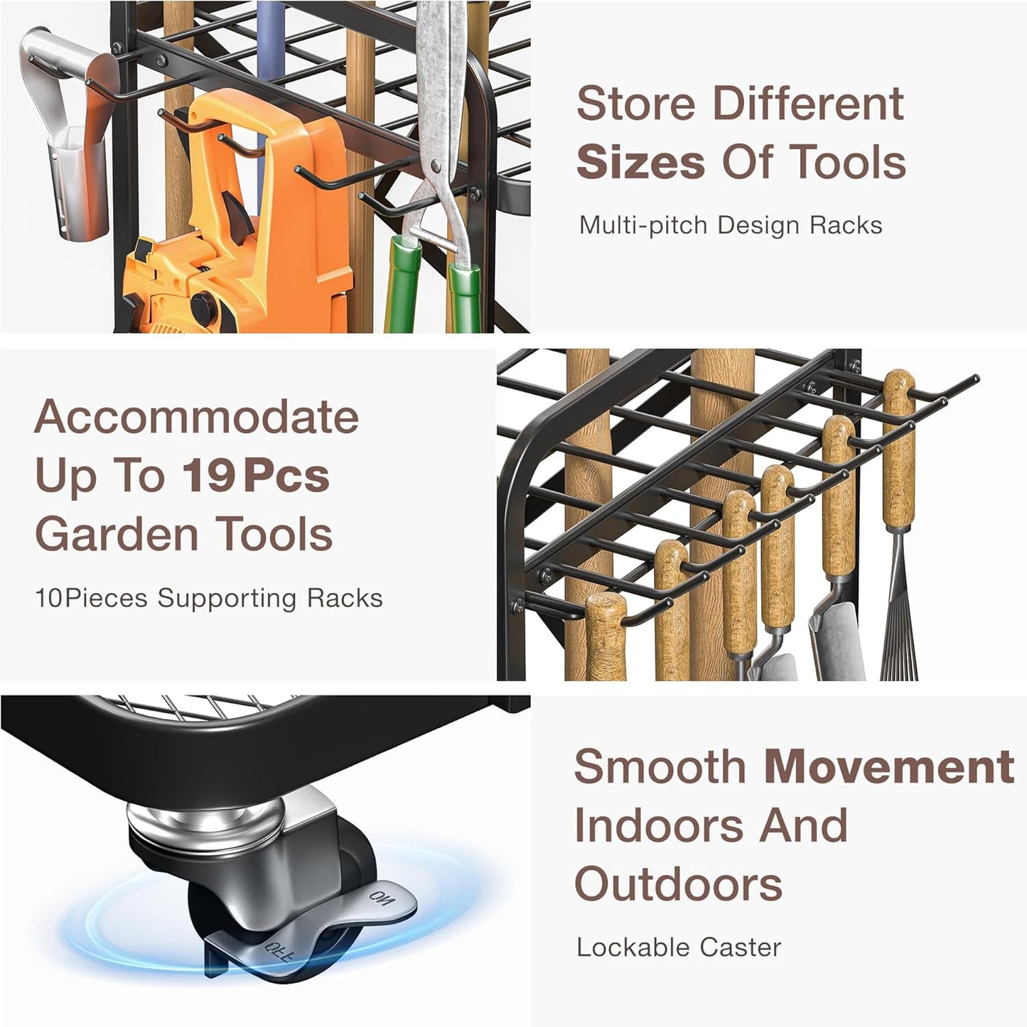 Garden Tool Organizer Outdoor Garage and Shed Tool Storage Yard Tool Holder and Storage Rack Garden Tool Stand for Shed and Garage