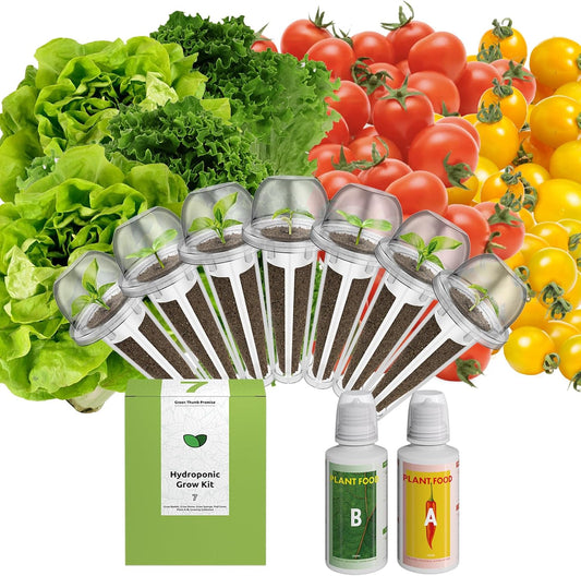 inbloom Organic Salad Green Seed Pod Kit for AeroGarden, Ahopegarden Hydroponics Growing System, Low-Calorie Food, 7-Pods (350+ Seeds, Include Fast and Butter Lettuce, Red and Golden Cherry Tomato)