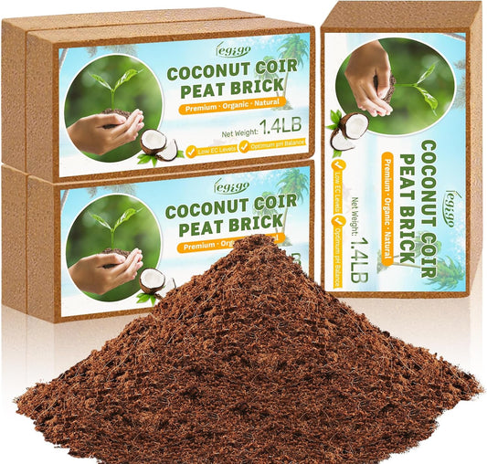 Legigo Pack of 5 Organic Coco Coir Bricks- 100% Natural Compressed Coco Peat Brick Coconut Fiber Substrate with Low EC& pH Balance, Coir Plant Soil Enhance Root Growth for Herbs, Flowers, House Plants