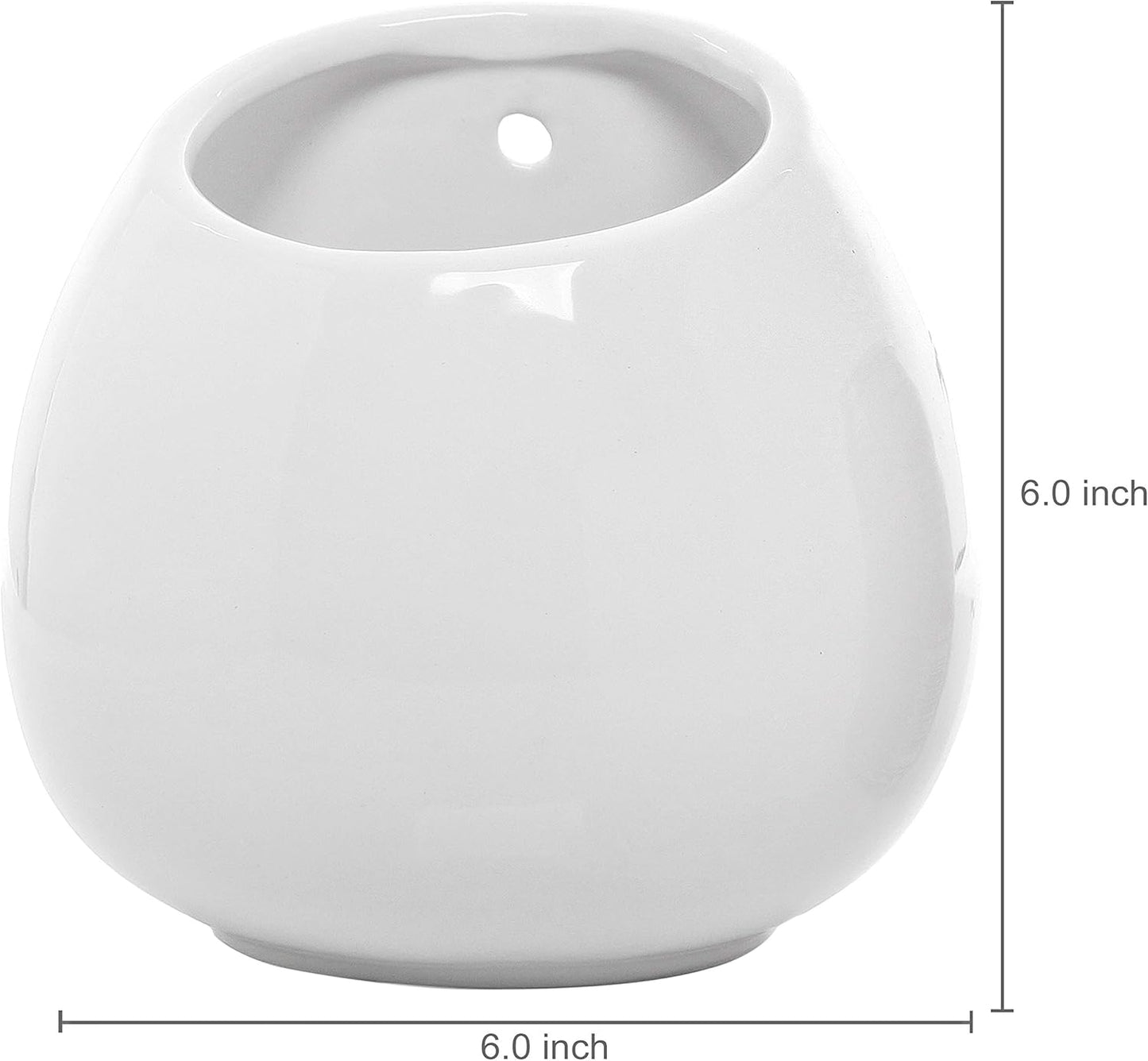 MyGift 6-inch White Ceramic Wall Planter Vase - Hanging or Desktop Succulent Plant String of Pearls Cactus Indoor Pots, Set of 2