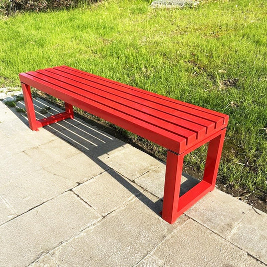 Weatherproof Metal Dining Bench, Outdoor Bench Backless Patio Bench 2-Person Farmhouse Bench Garden Bench for Kitchen, Living Room, Entryway(Red,40in)