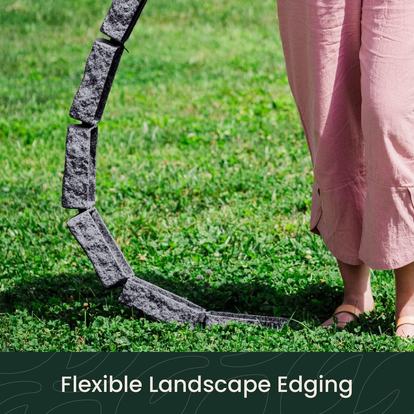 Beuta Landscape Edging | Garden Edging Border | Faux Stone Bricks for Lawn edging, Flower beds, Pathways & Yard Edging– 4 Packs | Each Section Has 6 Bricks 48"L x 4"W x 2.25"H | 12 Spikes |Charcoal