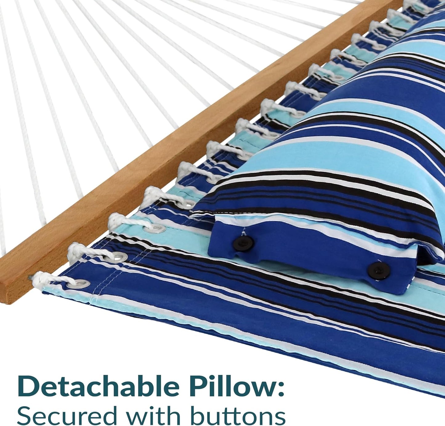 Sunnydaze Quilted Outdoor Hammock with Spreader Bars - Heavy-Duty 450-Pound Capacity Double Hammock for Outside - Catalina Beach