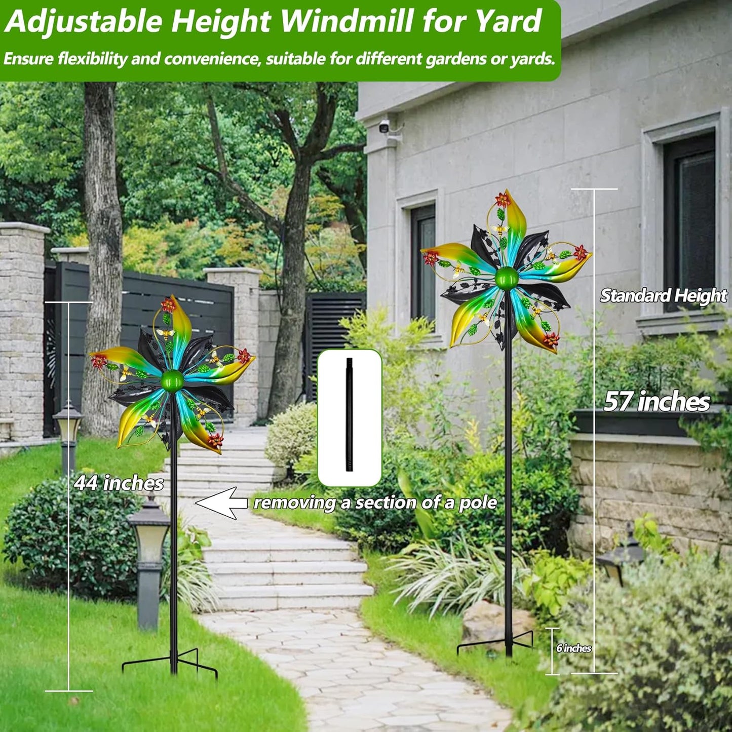 Garden Wind Spinners, 13" Double-Sided Metal Kinetic Wind Sculptures Yard Art for Outdoor Lawn & Patio Decor