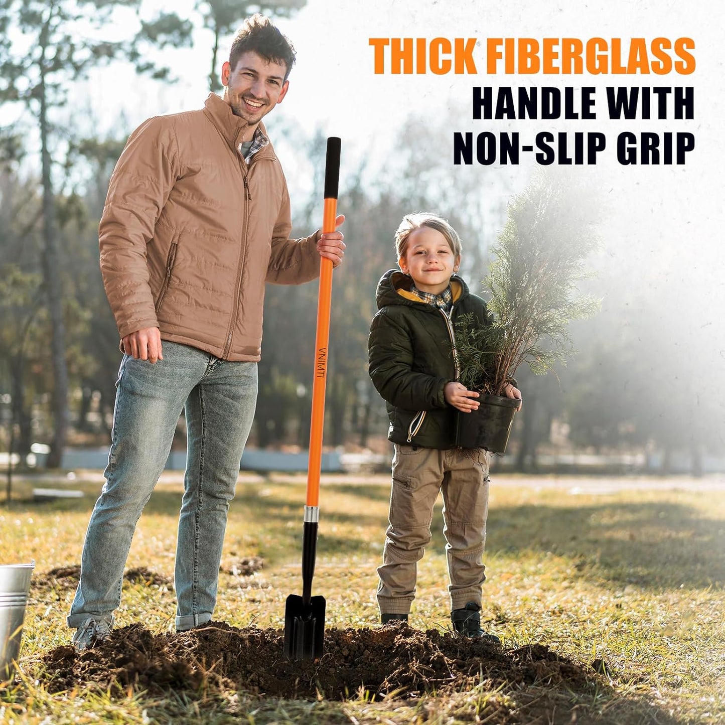 Trench Shovel for Digging, 4-Inch Trenching Shovel with Fiberglass Handle, 56 Inches