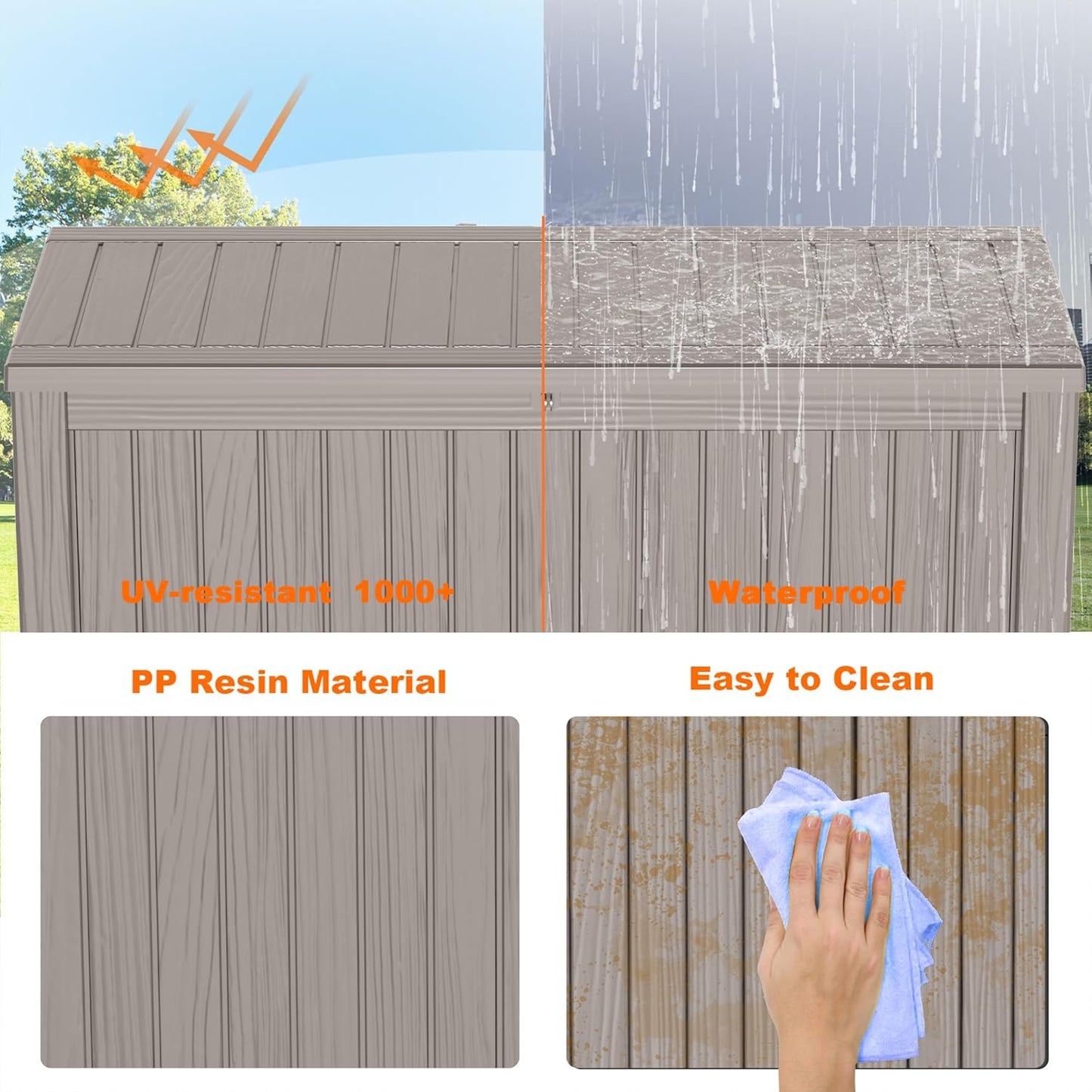 150 Gallon Resin Deck Box, Lockable Patio Outdoor Storage Box for Furniture, Garden Tools and Tools Storage, Waterproof Outside Storage Boxes - Grey