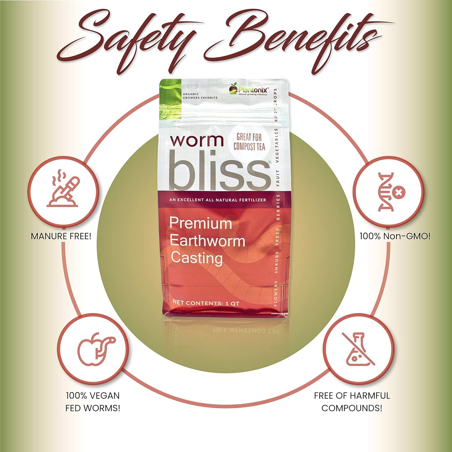 Worm Bliss (1 Cubic Ft, 30lbs) - Organic Worm Castings for Plants & Gardening - OMRI-Listed Earthworm Castings for Plants, Vegetables, Flowers, & Potting Soil - Garden Fertilizer Rich in Nutrients