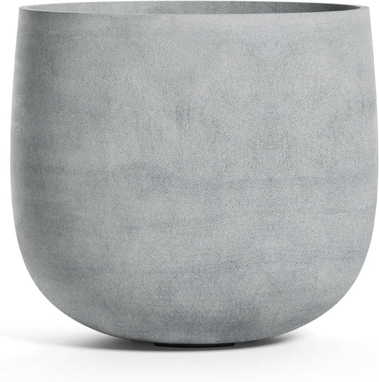 Mondo Large Planter – Concrete Stone Finish – Fiberglass Indoor/Outdoor and Weather-Resistant Round Planter (33" D x 31.3" H Exterior, 31.5" D x 30.7" H Interior)