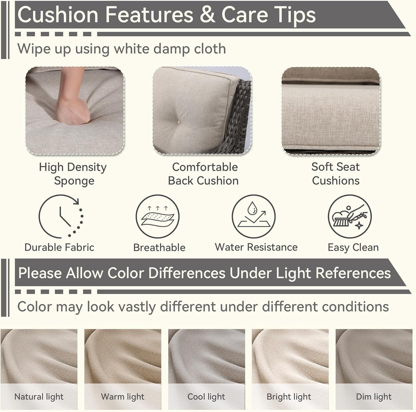 3 Pieces Outdoor Furniture Set - Patio Wicker Swivel Rocker Chair Set of 2 and 1 Side Table, Beige, Mixed Brown Rattan, Suitable for Porch, Yard