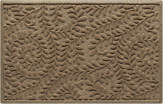 WaterHog Indoor/Outdoor Door Mat, 2' x 3' Made in USA, Durable & Skid-Resistant Front Door Rug, Decorative, Water-Trapping & Heavy-Duty Entryway Floor Mat For Your Home, Boxwood Collection Khaki/Camel
