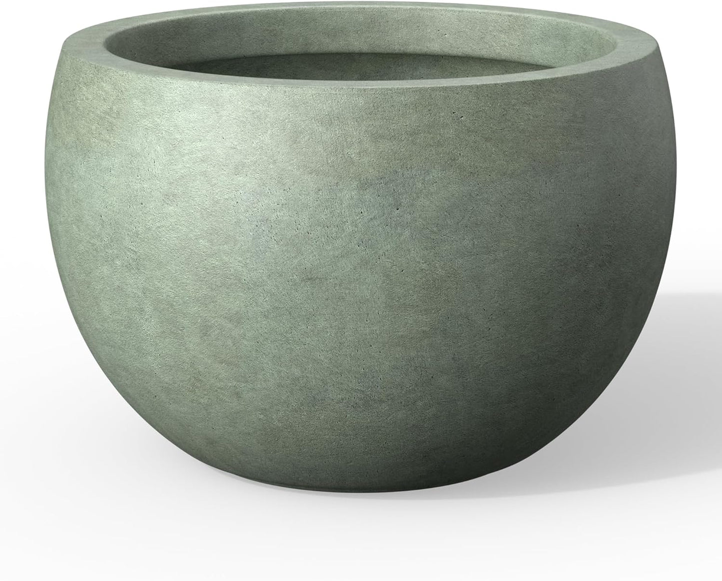 Kante 15.7" Dia Round Concrete Planter, Outdoor/Indoor Large Bowl Plant Pots with Drainage Hole and Rubber Plug for Garden Patio Balcony Home, Mint Green