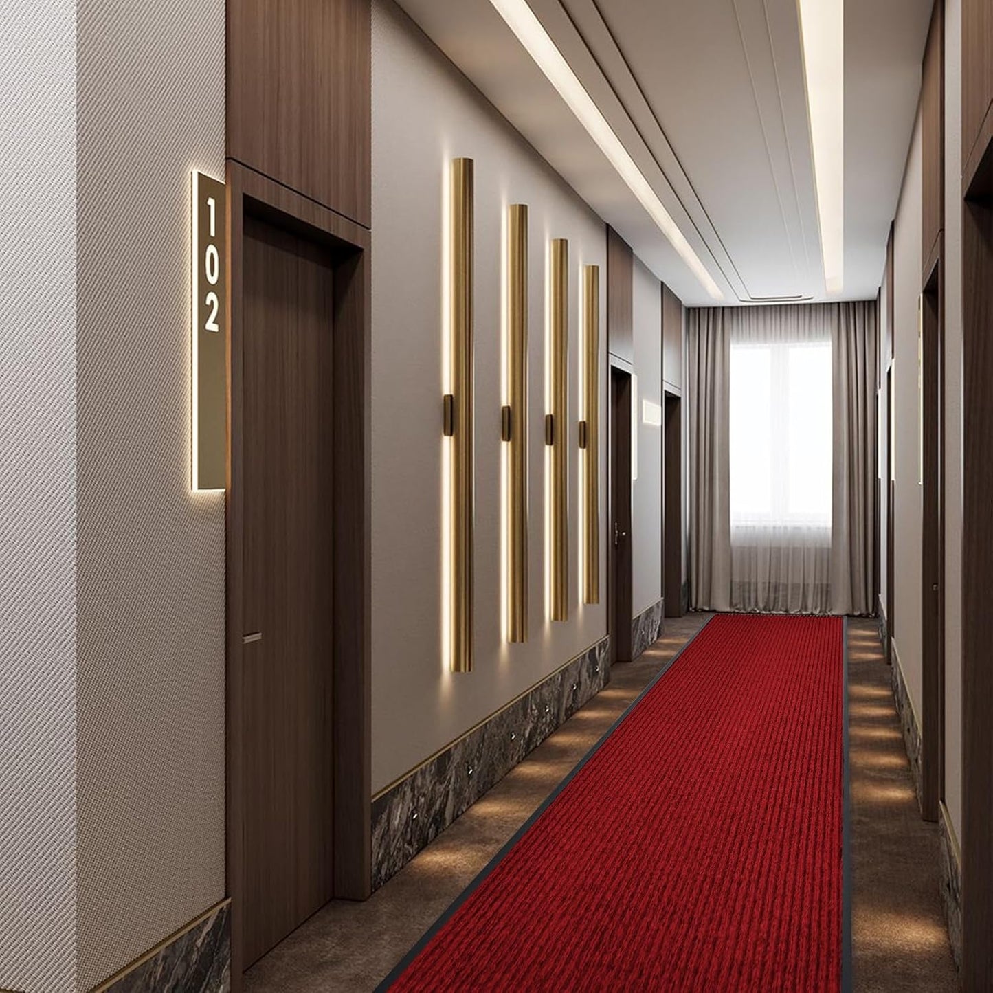 Rubber Door Mat About W3' ×L10' Heavy Duty Large Outdoor Indoor Mat Durable Entrance Doormat Waterproof Rubber Back Rugs for Home Entryway Patio Porch Office Business Areas (Wine Red)