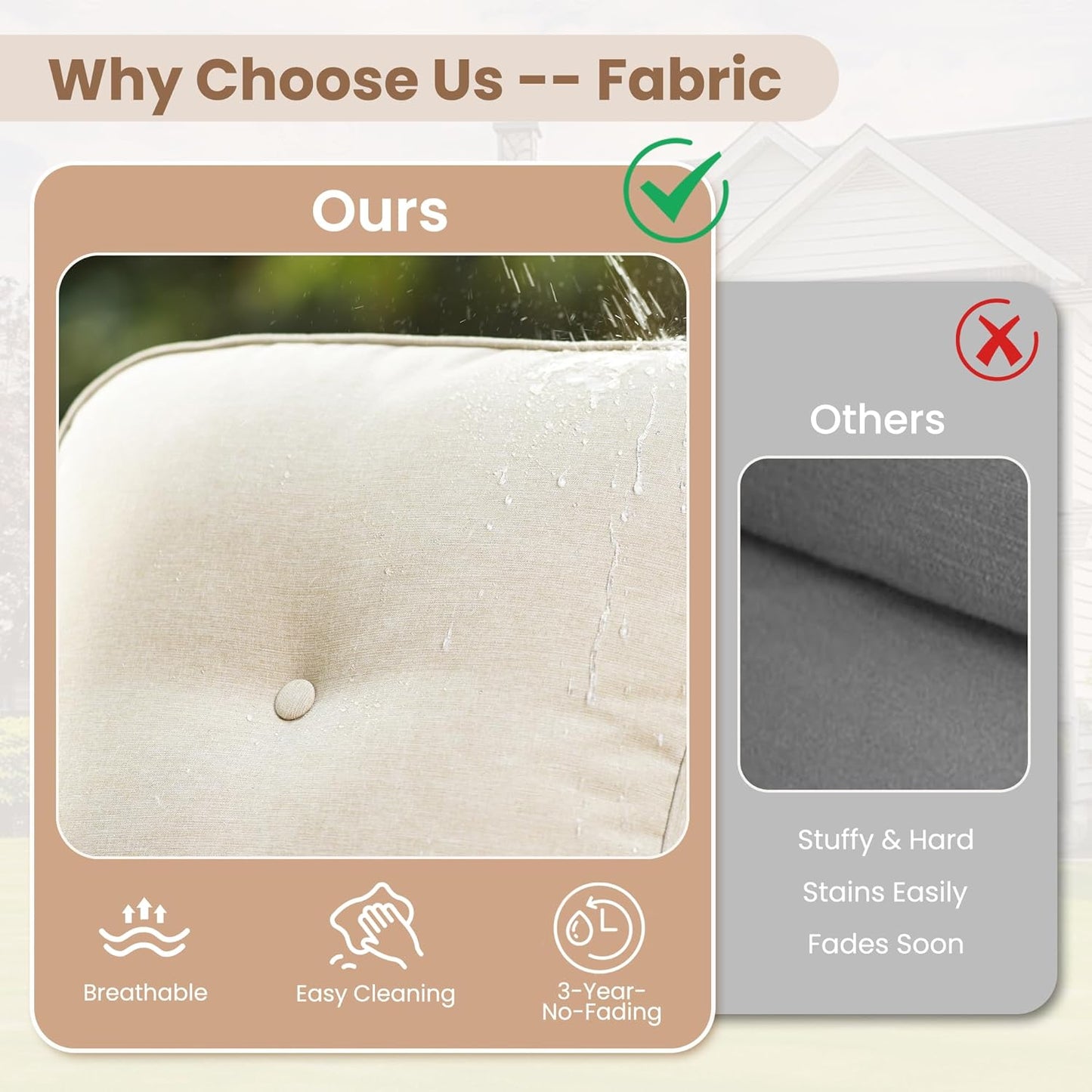 HOOOWOOO Patio Furniture Set,5 Pieces Outdoor Conversation Set,All Weather Wicker Loveseat Sofa Set with High Back Swivel Rocking Chairs Tables,Beige