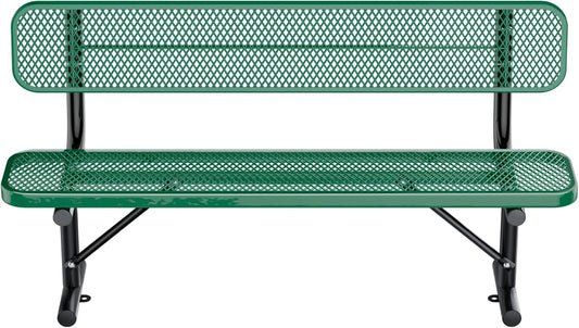 Thermoplastic Coated Iron Park Bench for Outside, Heavy Duty Metal Garden Bench, Expanded Commercial Grade Seating for Shopping Malls, Lawn Yard Porch Entryway (Green with Backrest, 72IN)