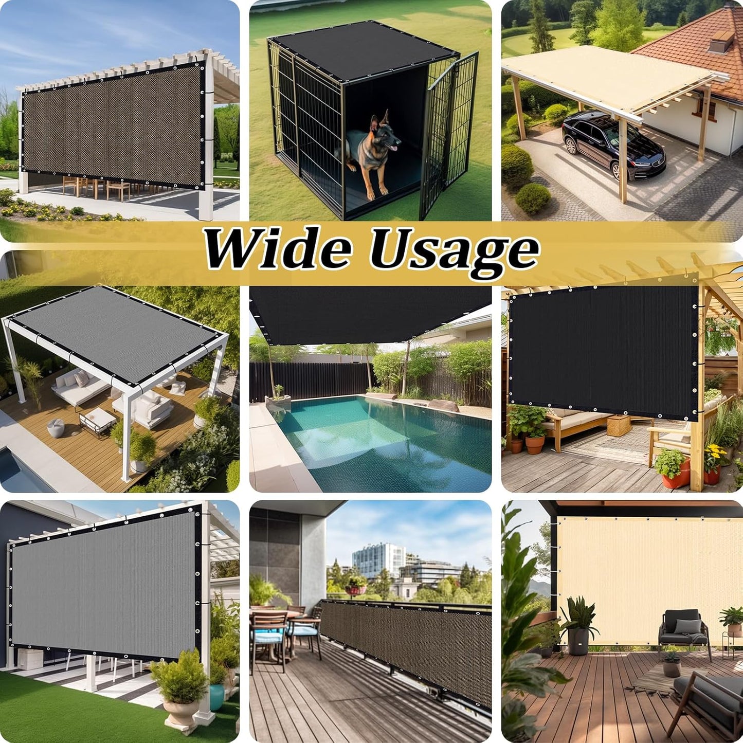 Shade&Beyond Customized Size 90% Sun Shade Cloth with Grommets, 9' X 12' Pergola Shade Cover Canopy, Mesh Tarp Sun Screens for Patio, Outdoor, Garden, Backyard GN01, White