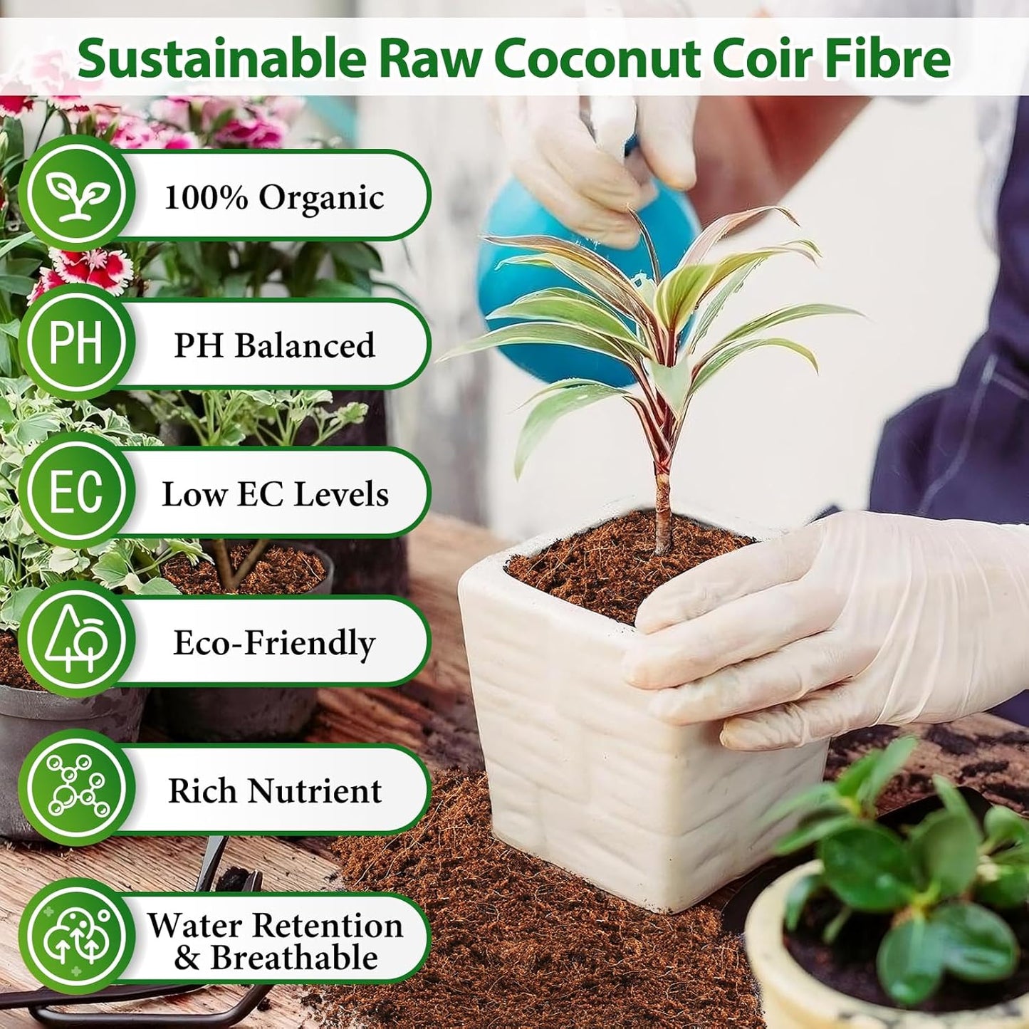 Legigo Pack of 5 Organic Coco Coir Bricks- 100% Natural Compressed Coco Peat Brick Coconut Fiber Substrate with Low EC& pH Balance, Coir Plant Soil Enhance Root Growth for Herbs, Flowers, House Plants