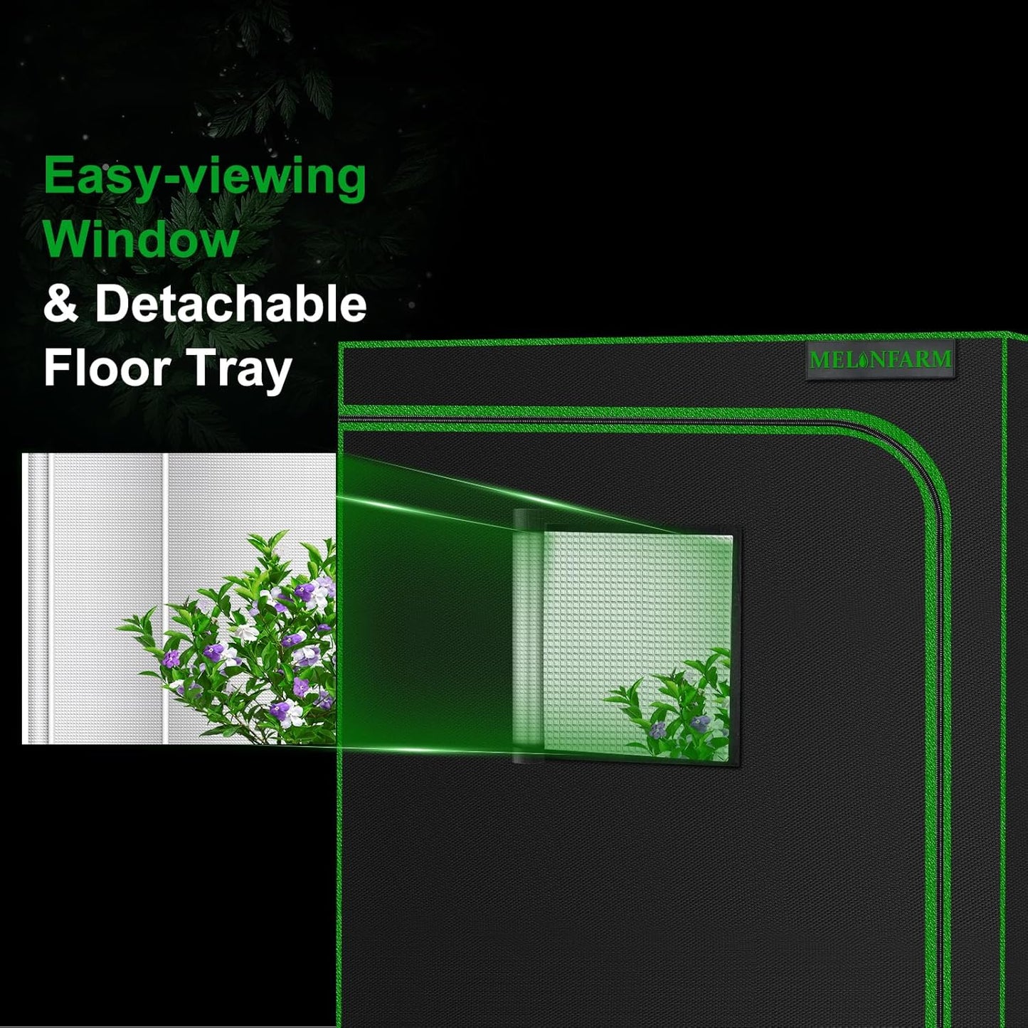 MELONFARM Small Grow Tent for Aerogarden，32”x24”x28” ，Hydroponics Growing System ，Highly Reflective 600D Diamond Mylar Canvas with Ventilation window and Floor Tray for Hydroponic Indoor Plant Growing