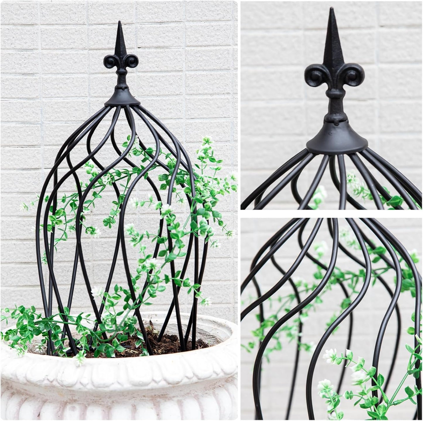 23-Inch Metal Obelisk Trellis for Climbing Plants | Sturdy Iron Design, Ideal for Outdoor Roses and Potted Vines | Easy Assembly, Compact Vertical Garden Decor for Indoor & Outdoor Use