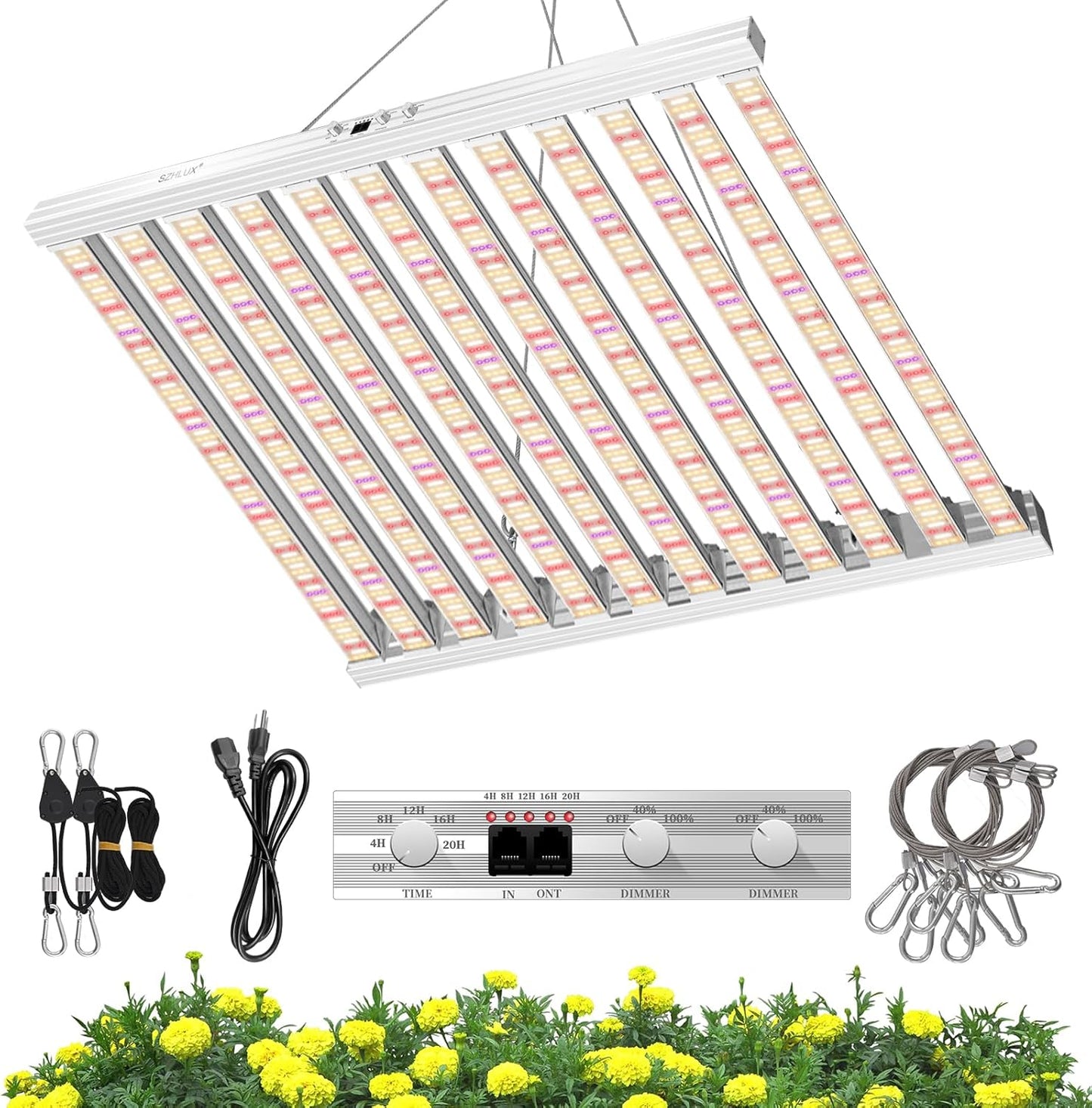 SZHLUX 840 Watt LED Grow Light Daisy Chain Dimmable Full Spectrum Grow Lights for Indoor Plants, 44x44 Inch Size Greenhouse LED Grow Light